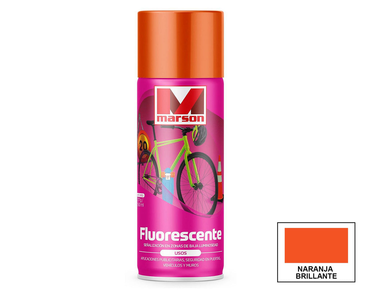 MARSON Aerosol Fluorescente: fotografía original referencial Naranjo 485 ml