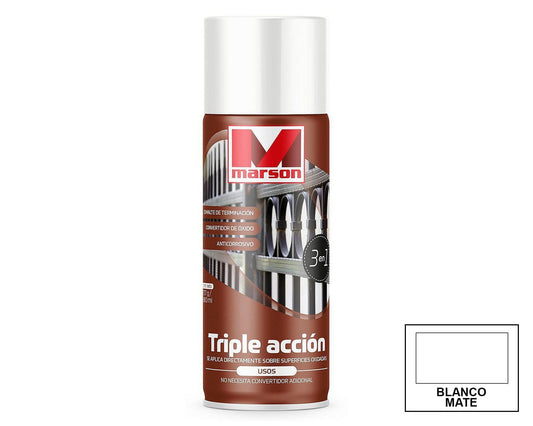 MARSON Aerosol Triple Acción Metal: fotografía original referencial Blanco 485 ml
