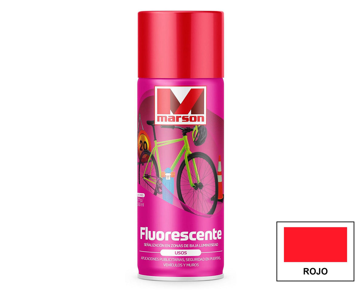 MARSON Aerosol Fluorescente: fotografía original referencial Rojo 485 ml