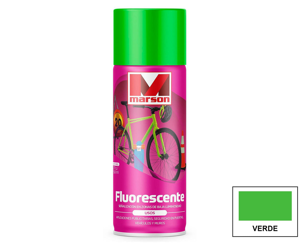 MARSON Aerosol Fluorescente: fotografía original referencial Verde 485 ml