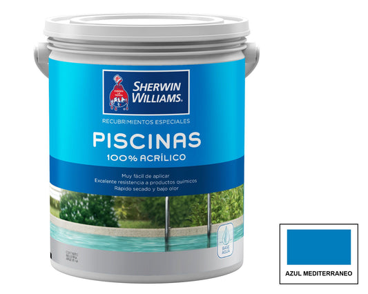 Sherwin-Williams Pintura Piscina Base Agua: fotografía original referencial Azul Mediterraneo 1 galón