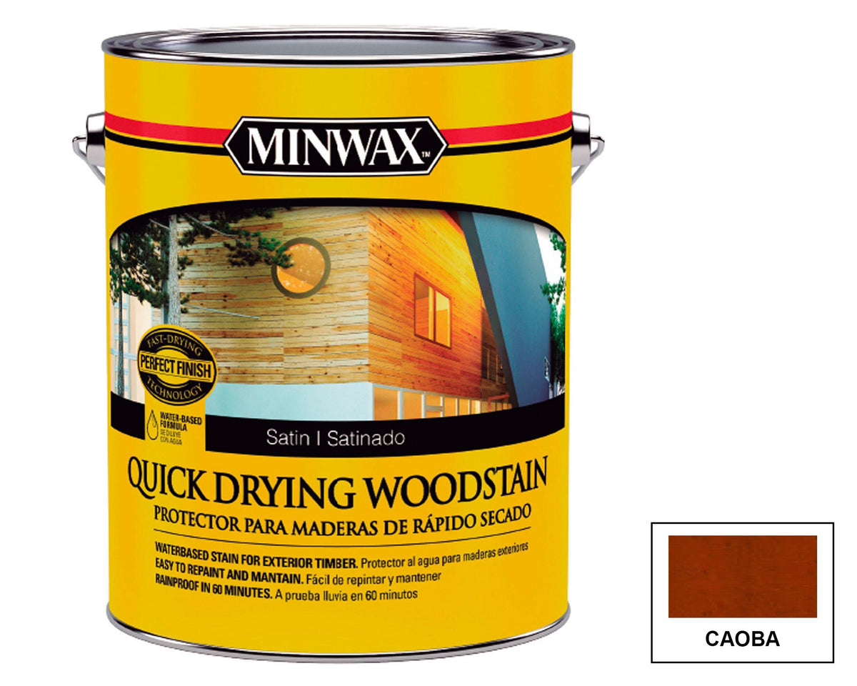 MINWAX Quick Drying Woodstain Satinado: fotografía original referencial Caoba 1 galón