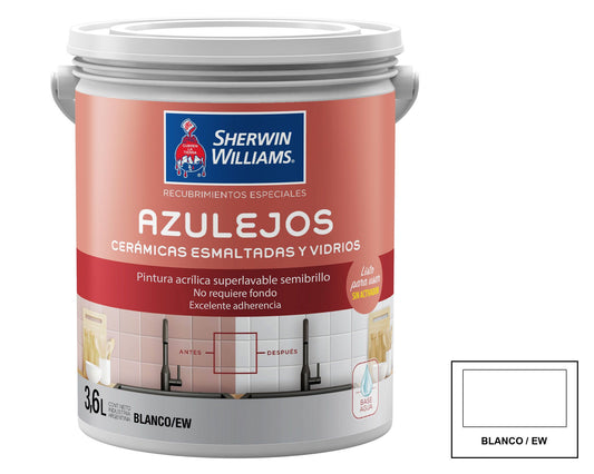 Sherwin-Williams Esmalte al Agua para Azulejos: fotografía original referencial Blanco 1 galón