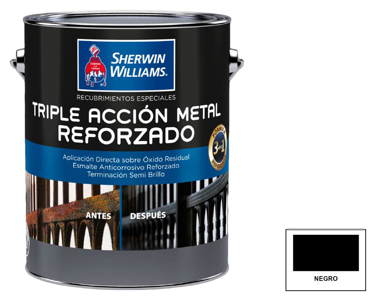 Sherwin-Williams Triple Acción Metal Reforzado: fotografía original referencial Negro 1 galón
