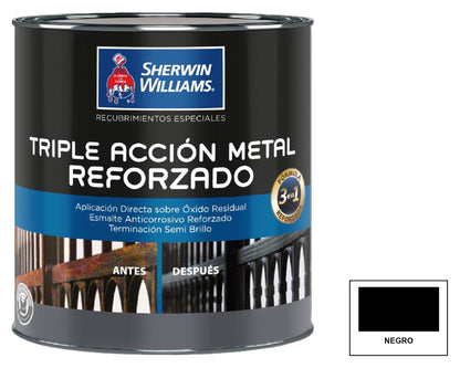 Sherwin-Williams Triple Acción Metal Reforzado: fotografía original referencial Negro 1/4 galón