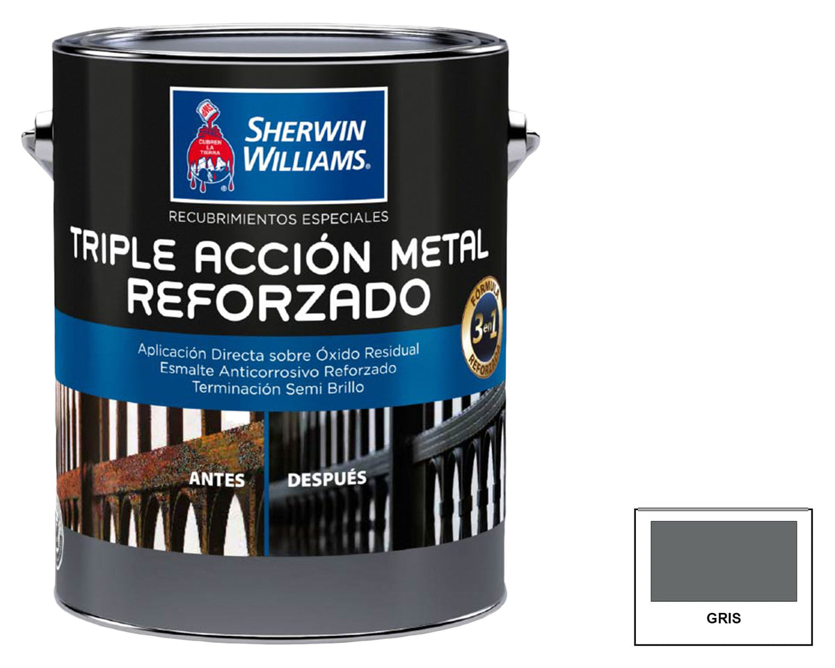 Sherwin-Williams Triple Acción Metal Reforzado: fotografía original referencial Gris 1 galón