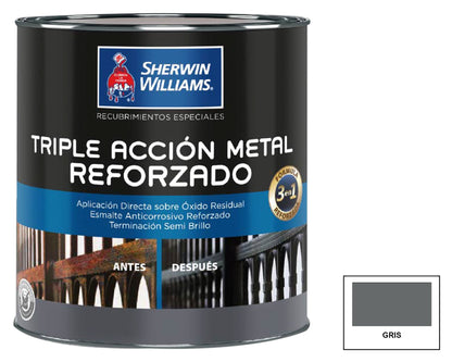 Sherwin-Williams Triple Acción Metal Reforzado: fotografía original referencial Gris 1/4 galón