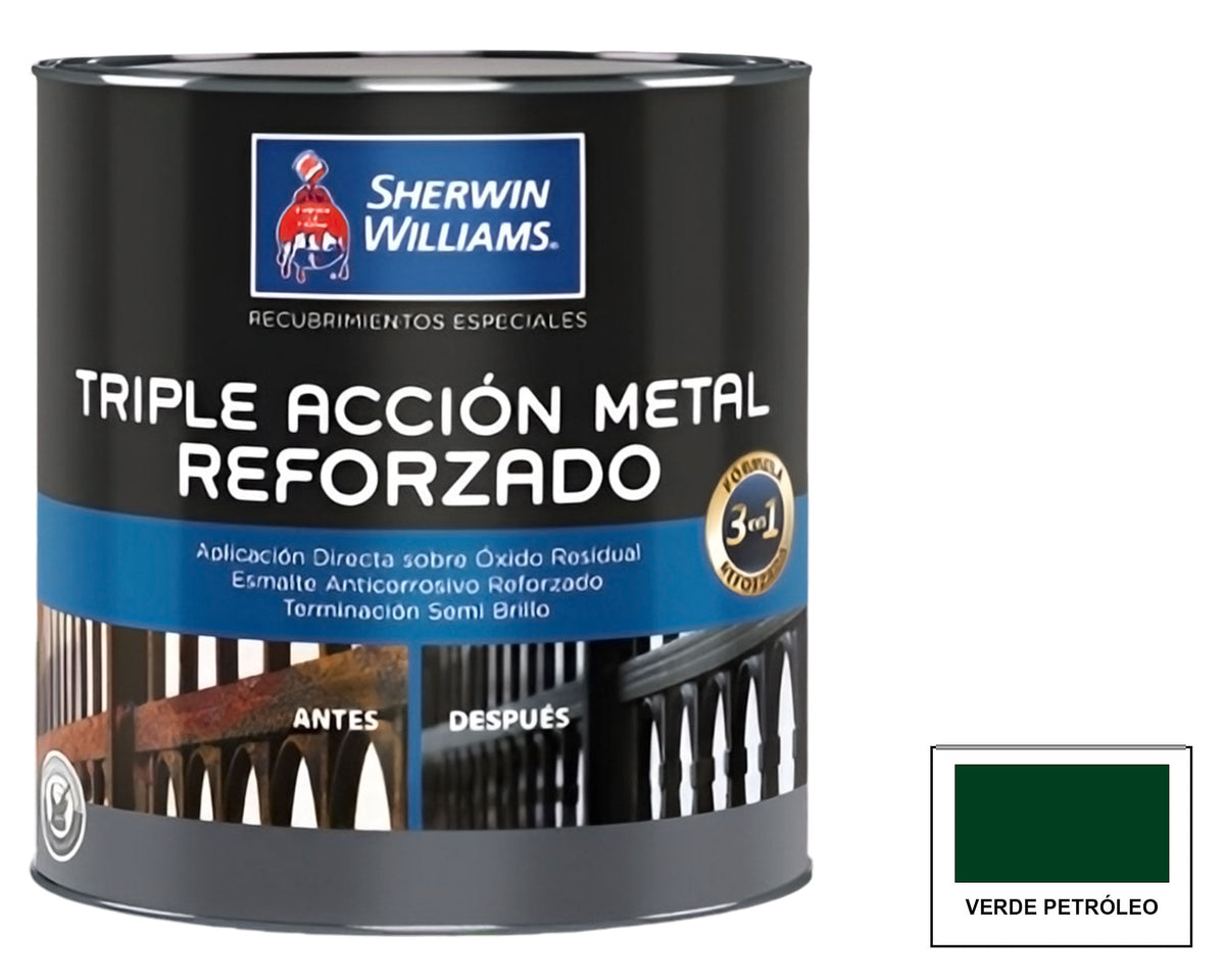 Sherwin-Williams Triple Acción Metal Reforzado: fotografía original referencial Verde Petróleo 1/4 galón
