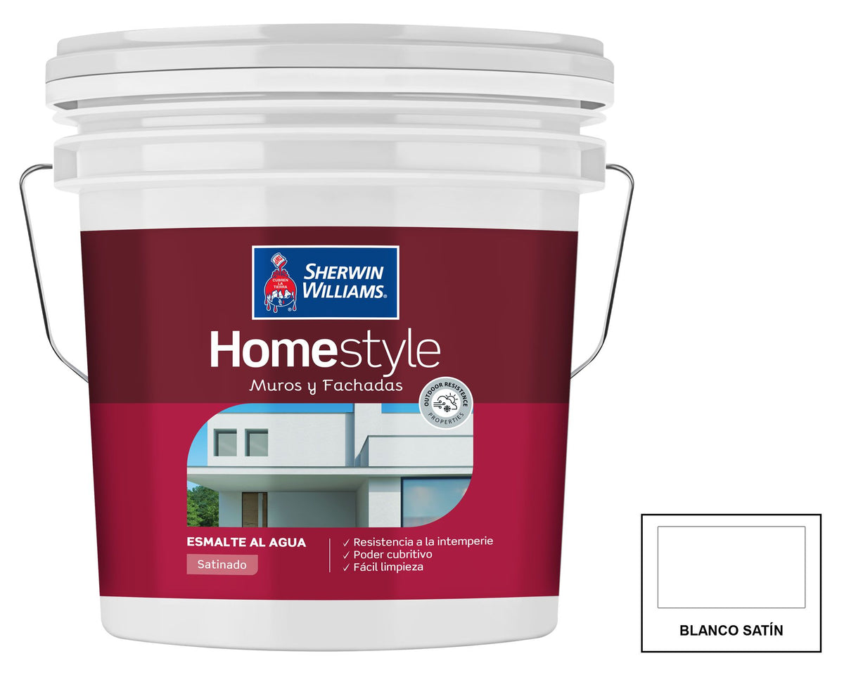 Sherwin-Williams HomeStyle Muros y Fachadas Satinado: fotografía original referencial Blanco Tineta