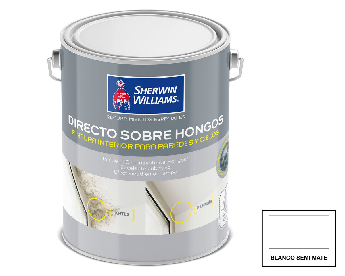 Sherwin-Williams Directo sobre Hongos: fotografía original referencial Blanco 1/4 galón