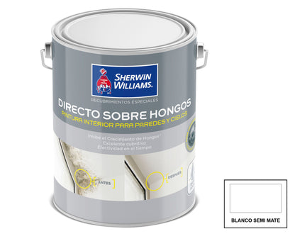 Sherwin-Williams Directo sobre Hongos: fotografía original referencial Blanco 1/4 galón
