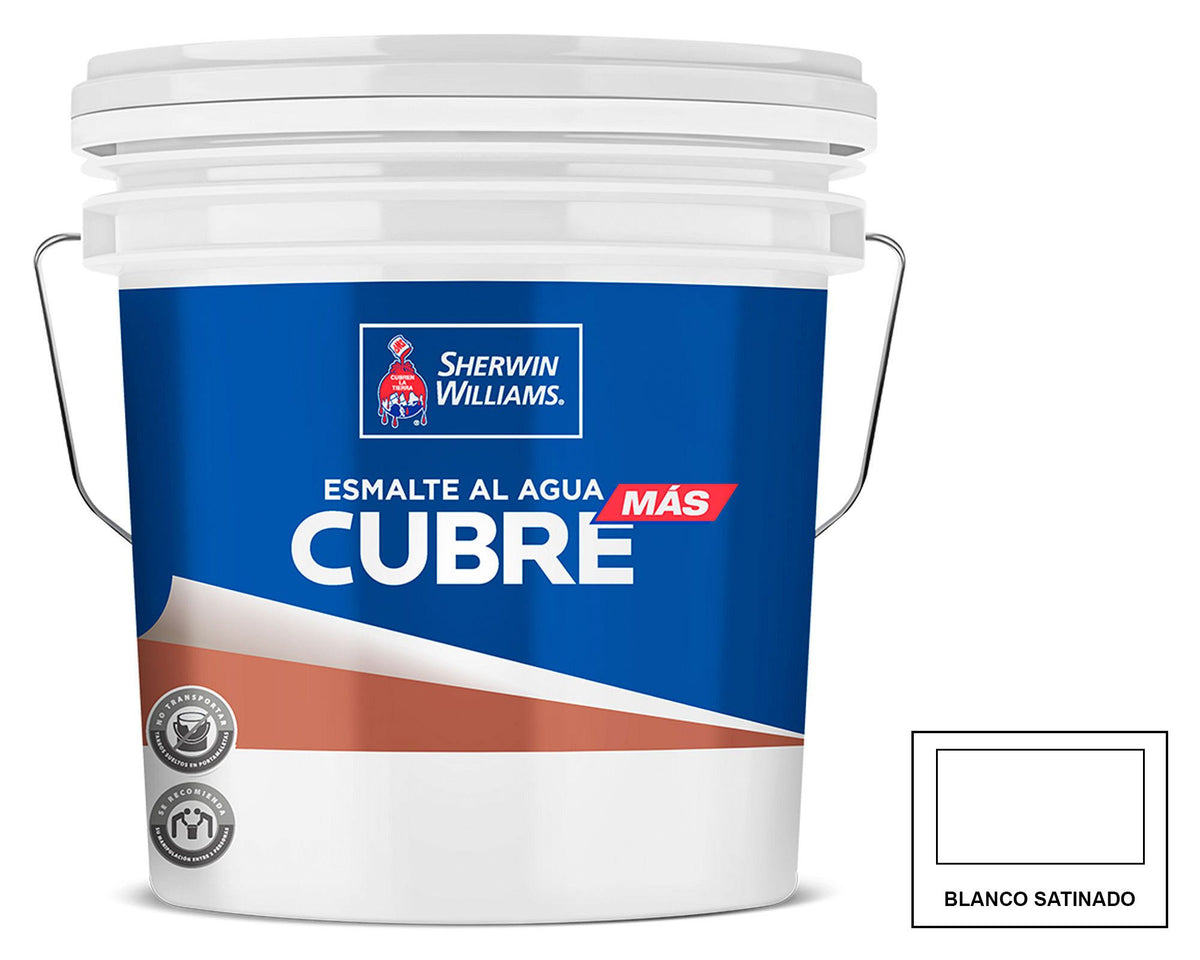 Sherwin-Williams Esmalte al Agua Cubre Más: fotografía original referencial Blanco Tineta
