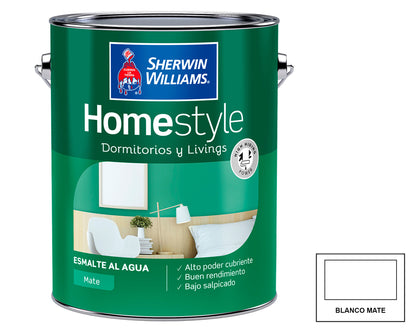 Sherwin-Williams HomeStyle Dormitorio y Living Mate: fotografía original referencial Blanco 1 galón