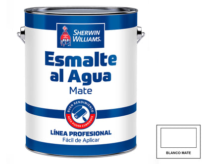 Sherwin-Williams Esmalte al Agua Mate Línea Profesional: fotografía original referencial Blanco 1 galón