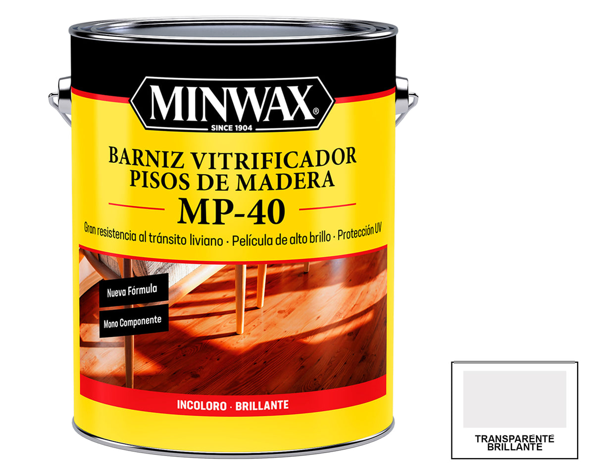 MINWAX Vitrificador de Pisos MP40 Monocomponente: fotografía original referencial Transparente Brillante 1 galón