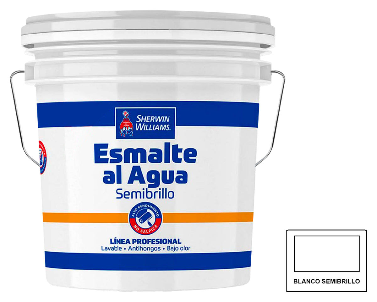 Sherwin-Williams Esmalte al Agua Semibrillo Línea Profesional: fotografía original referencial Blanco Tineta