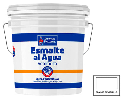 Sherwin-Williams Esmalte al Agua Semibrillo Línea Profesional: fotografía original referencial Blanco Tineta