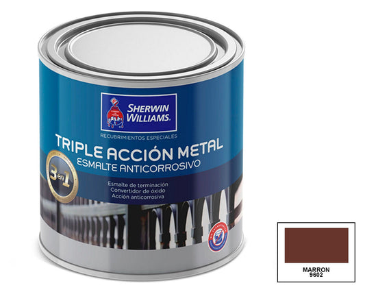 Sherwin-Williams Triple Acción Metal: fotografía original referencial Café 1/4 galón