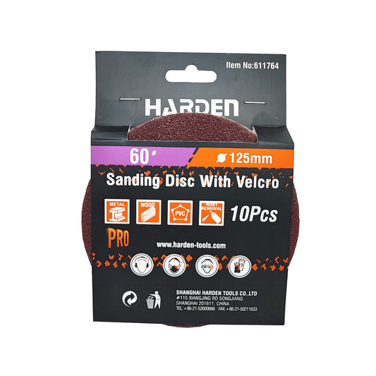 10 piezas 125 mm × 60# disco lija velcro Harden - SKU 611764 - fotografía original del proveedor, referencial de familia