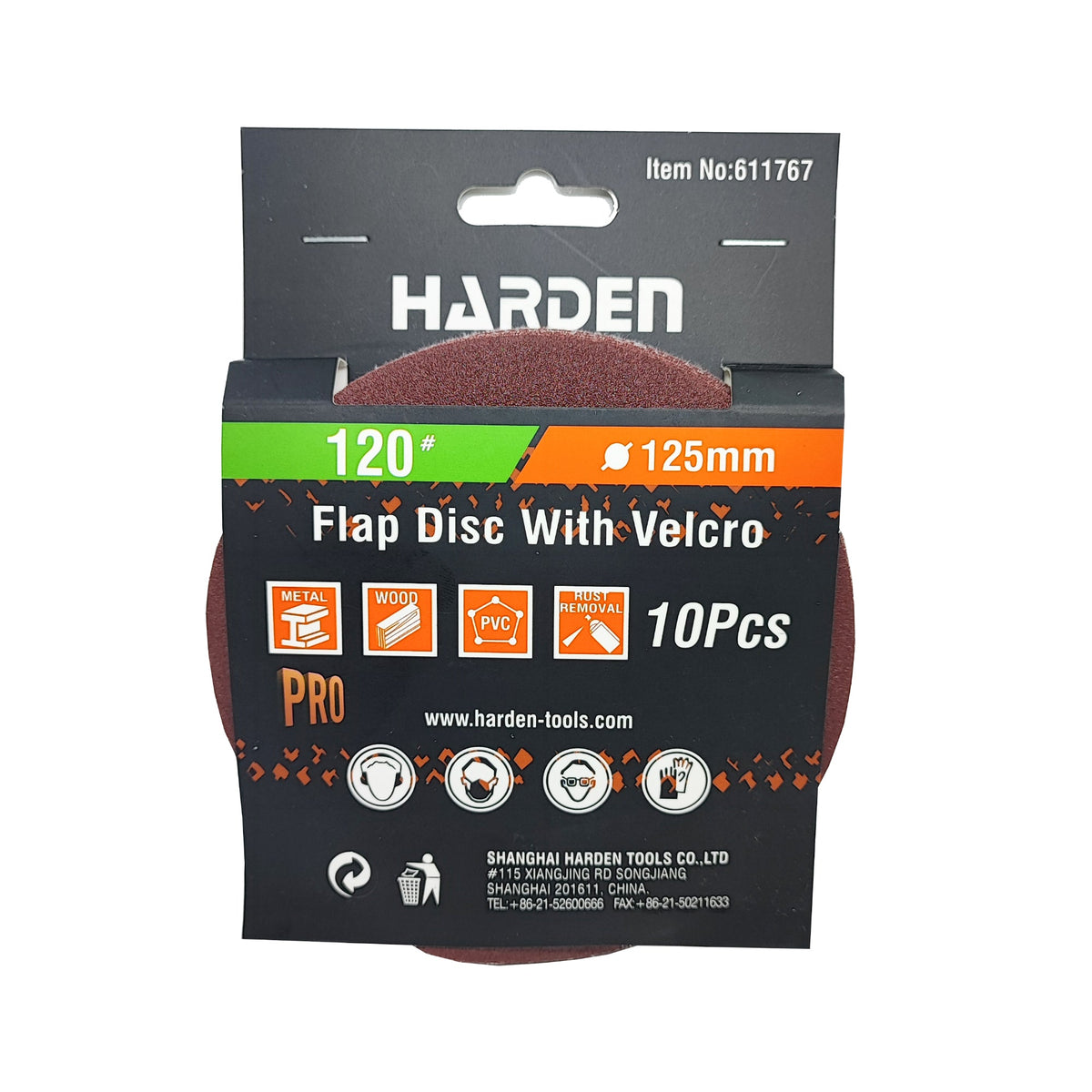 10 piezas 125 mm × 120# disco lija velcro Harden - SKU 611767 - fotografía original del proveedor, referencial de familia
