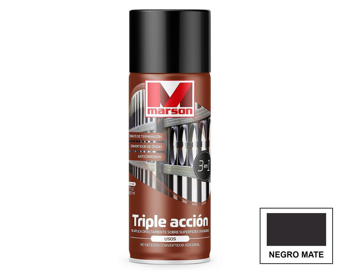 MARSON Aerosol Triple Acción Metal: fotografía original referencial Negro 485 ml