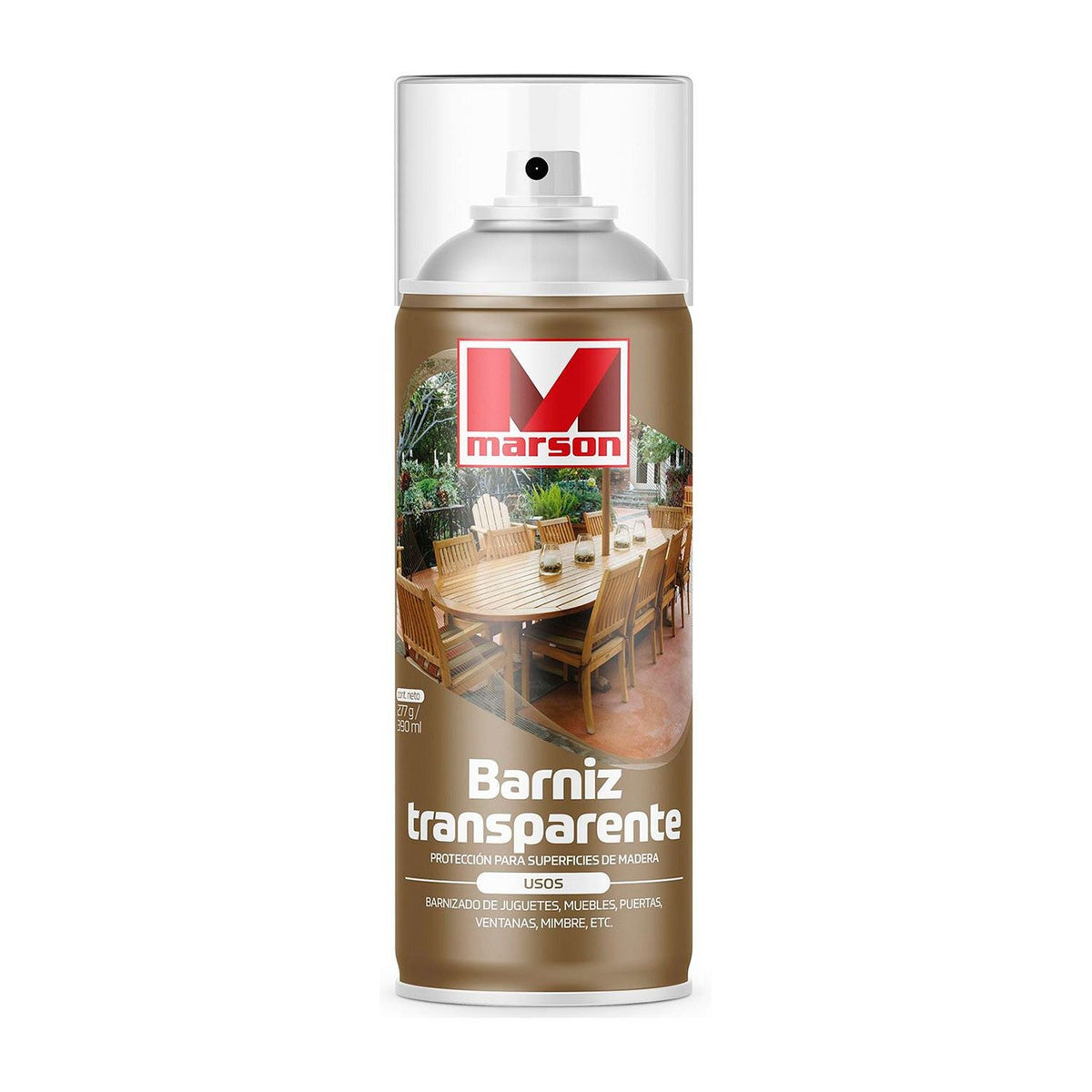MARSON Aerosol Barniz Transparente - envase original sobre fondo blanco
