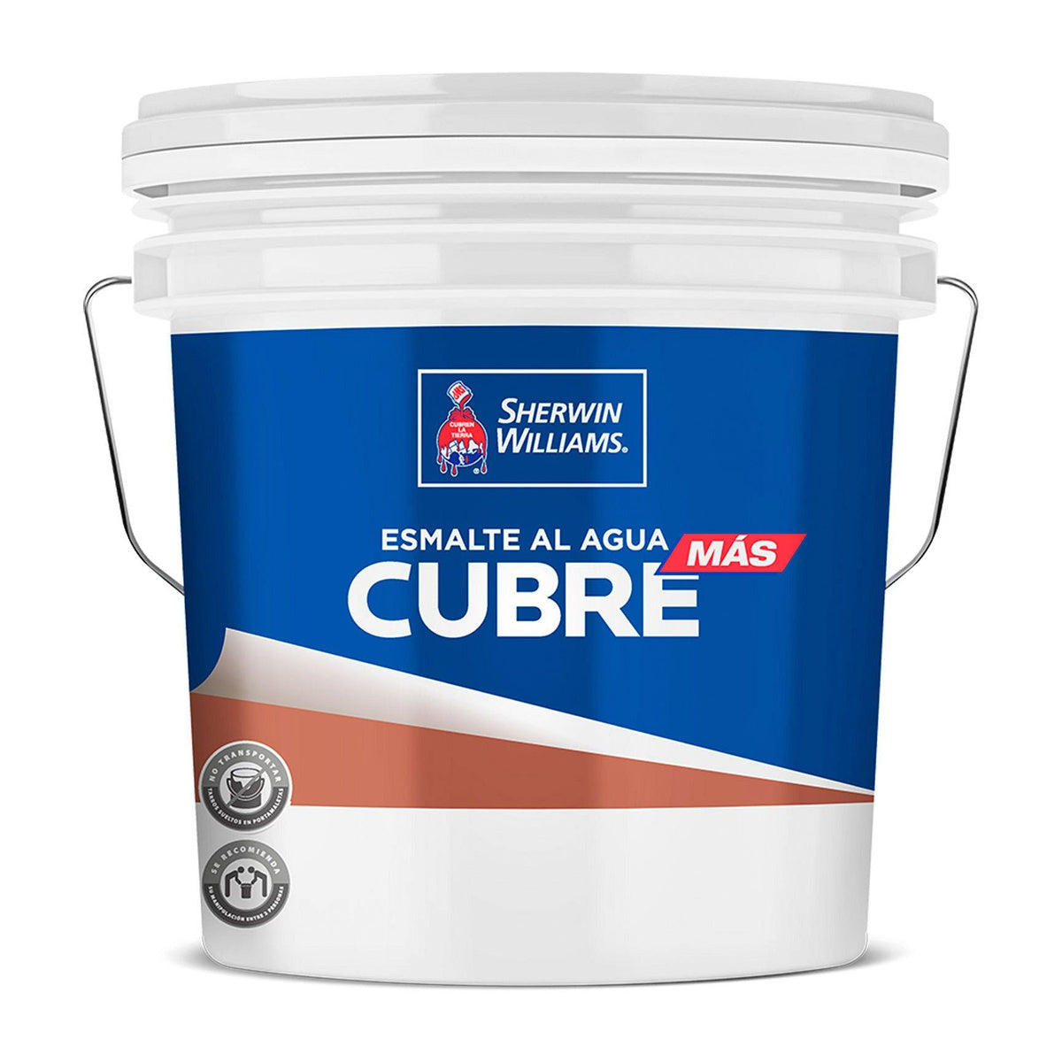 Sherwin-Williams Esmalte al Agua Cubre Más - envase original sobre fondo blanco