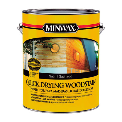 MINWAX Quick Drying Woodstain Satinado - envase original sobre fondo blanco