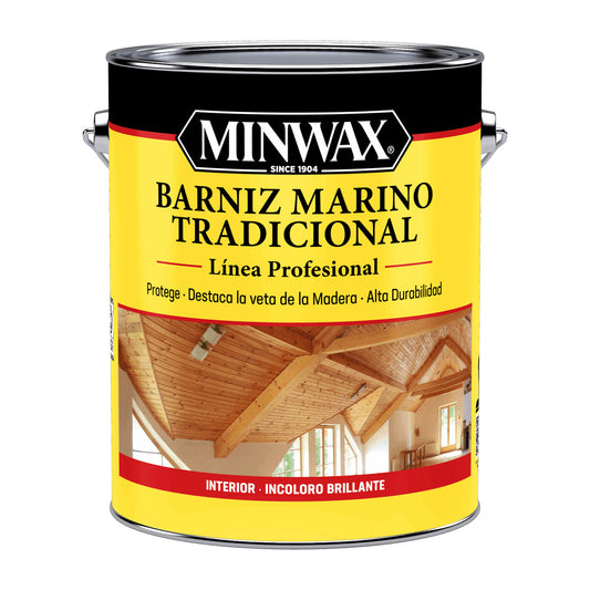 MINWAX Barniz Marino Tradicional Incoloro - envase original sobre fondo blanco